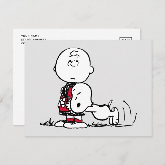 PEANUTS | Rotes und schwarzes Muster Postkarte (Vorne/Hinten)