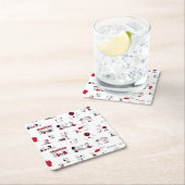 PEANUTS | Rotes und schwarzes Muster Rechteckiger Pappuntersetzer (Vor Ort)