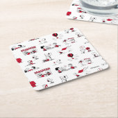 PEANUTS | Rotes und schwarzes Muster Rechteckiger Pappuntersetzer (angewinkelt)