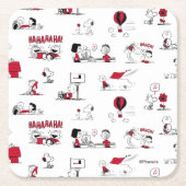 PEANUTS | Rotes und schwarzes Muster Rechteckiger Pappuntersetzer (Vorderseite)
