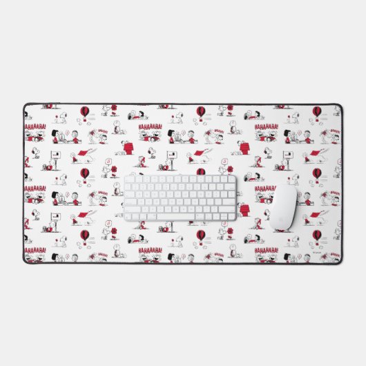 PEANUTS | Rotes und schwarzes Muster Schreibtischunterlage (Tastatur & Maus)