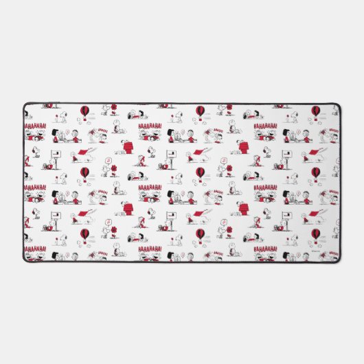 PEANUTS | Rotes und schwarzes Muster Schreibtischunterlage (Vorderseite)