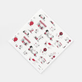 PEANUTS | Rotes und schwarzes Muster Serviette (Ecke)