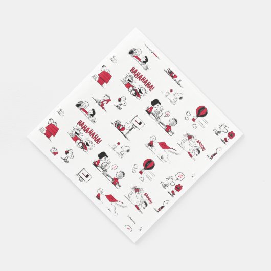 PEANUTS | Rotes und schwarzes Muster Serviette (Ecke)