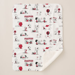 PEANUTS   Rotes und schwarzes Muster Sherpadecke