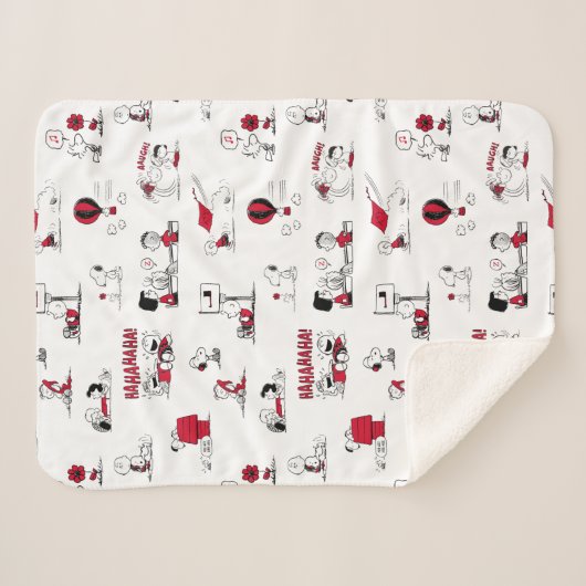 PEANUTS | Rotes und schwarzes Muster Sherpadecke (Vorderseite (Horizontal))
