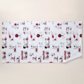 PEANUTS | Rotes und schwarzes Muster Strandtuch (Vorderseite)