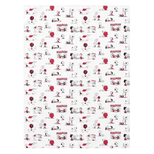 PEANUTS | Rotes und schwarzes Muster Tischdecke (Vorderseite)