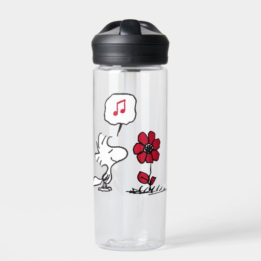 PEANUTS | Rotes und schwarzes Muster Trinkflasche (Vorderseite)