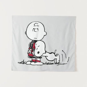 PEANUTS   Rotes und schwarzes Muster Wandteppich