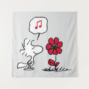 PEANUTS Rotes und schwarzes Muster Wandteppich