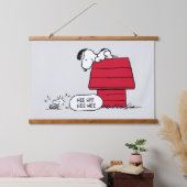 PEANUTS | Rotes und schwarzes Muster Wandteppich Mit Holzrahmen (Schlafzimmer)