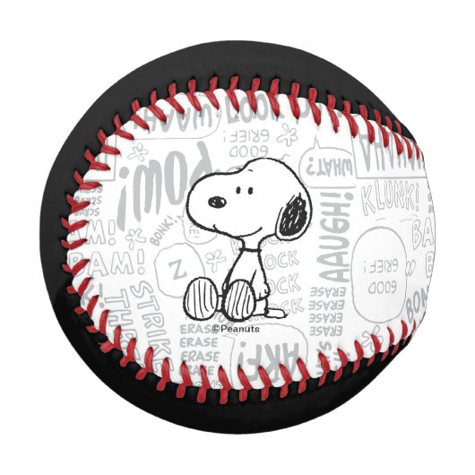 PEANUTS | Snoopie auf Schwarz-weißen Comicen Baseball (Vorderseite Links)