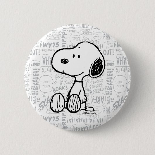 PEANUTS | Snoopie auf Schwarz-weißen Comicen Button (Vorderseite)