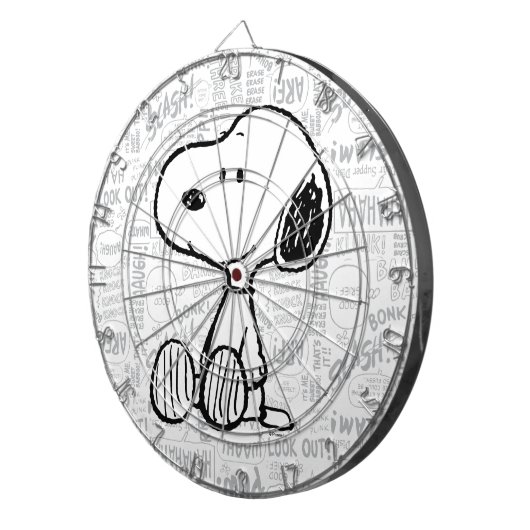 PEANUTS | Snoopie auf Schwarz-weißen Comicen Dartscheibe (Vorderseite rechts)