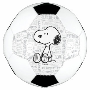 PEANUTS Snoopie auf Schwarz-weißen Comicen Fußball