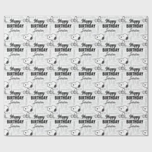 PEANUTS | Snoopie auf Schwarz-weißen Comicen Geschenkpapier (Flach)