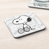 PEANUTS | Snoopie auf Schwarz-weißen Comicen Getränkeuntersetzer (Linke Seite)