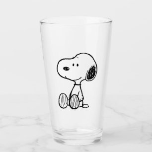 PEANUTS Snoopie auf Schwarz-weißen Comicen Glas