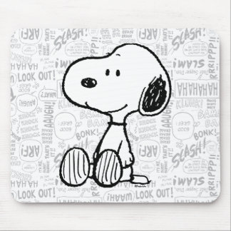 PEANUTS | Snoopie auf Schwarz-weißen Comicen Mousepad