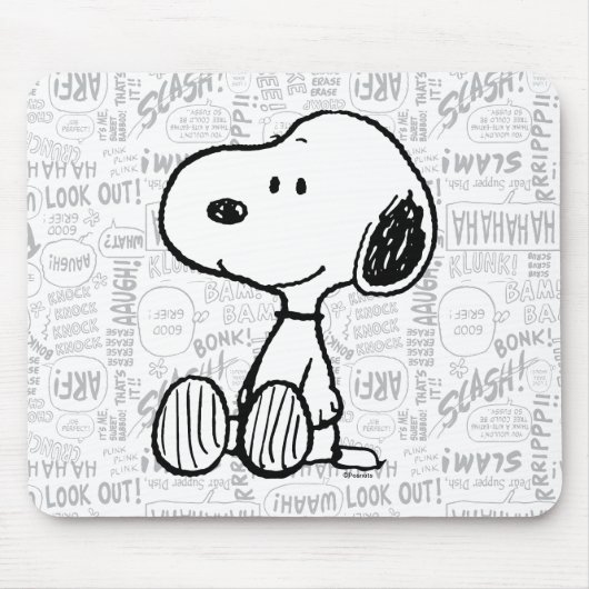 PEANUTS | Snoopie auf Schwarz-weißen Comicen Mousepad (Vorne)
