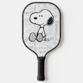 PEANUTS | Snoopie auf Schwarz-weißen Comicen Pickleball Schläger (Rückseite)
