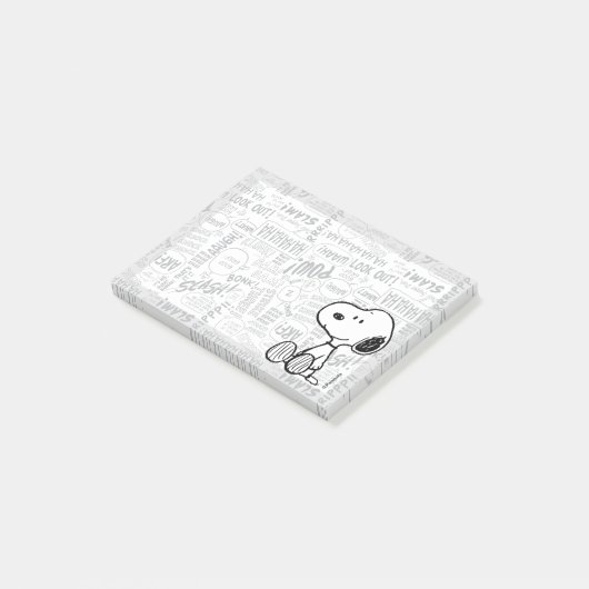 PEANUTS | Snoopie auf Schwarz-weißen Comicen Post-it Klebezettel (angewinkelt)