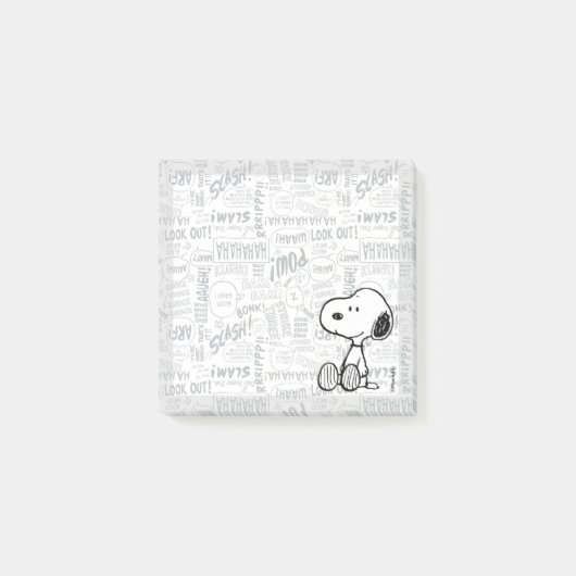PEANUTS | Snoopie auf Schwarz-weißen Comicen Post-it Klebezettel (Vorderseite)