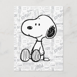 PEANUTS   Snoopie auf Schwarz-weißen Comicen Postkarte