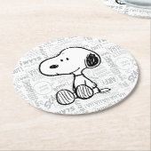 PEANUTS | Snoopie auf Schwarz-weißen Comicen Runder Pappuntersetzer (Angewinkelt)