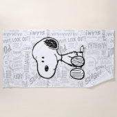 PEANUTS | Snoopie auf Schwarz-weißen Comicen Strandtuch (Vorderseite)