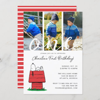 Peanuts Snoopy Dog Haus 1. Geburtstag Einladung