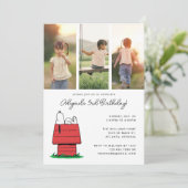 Peanuts Snoopy Dog House Birthday Foto Einladung (Stehend Vorderseite)