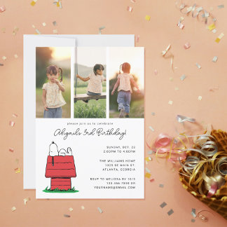 Peanuts Snoopy Dog House Birthday Foto Einladung