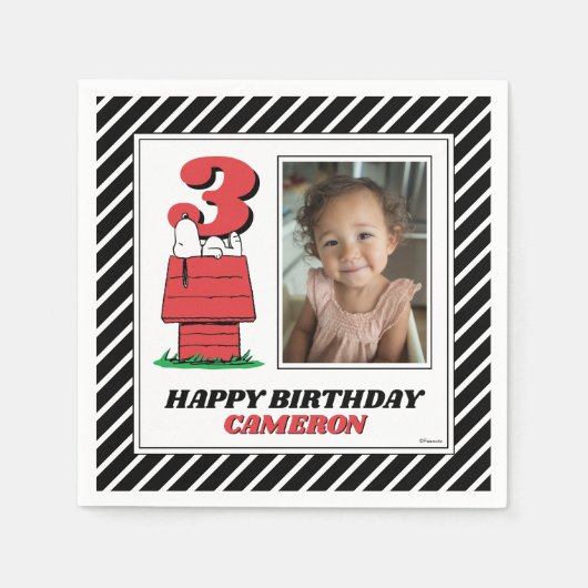 Peanuts Snoopy Dog House Birthday Napkins Serviette (Vorderseite)