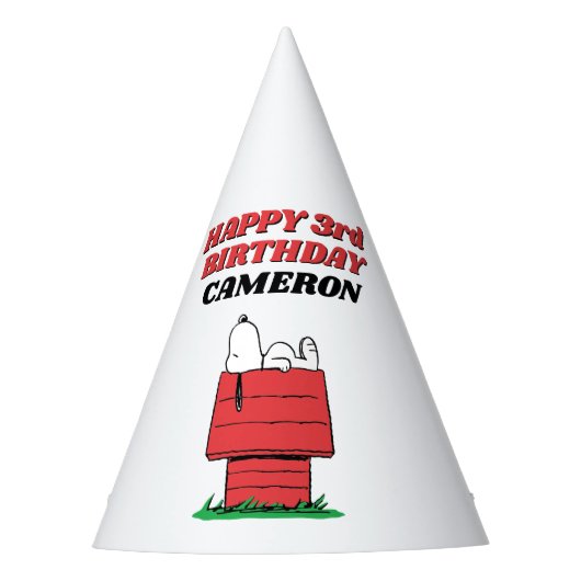 Peanuts Snoopy Dog House Birthday Party Hat Partyhütchen (Vorderseite)