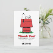 Peanuts Snoopy Dog House Birthday Thank You Card Dankeskarte (Stehend Vorderseite)