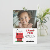 Peanuts Snoopy Dog House Birthday Thank You Card Dankeskarte (Stehend Vorderseite)
