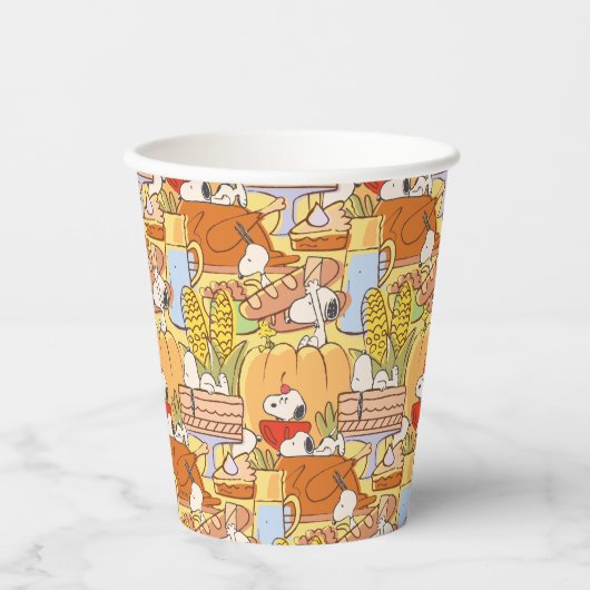 Peanuts Snoopy Erntedankfest-Muster Pappbecher (Vorderseite)