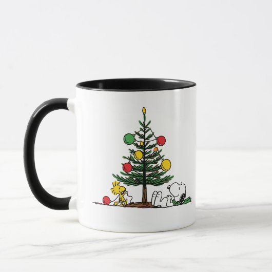Peanuts Snoopy Festive Christmas Tree Holiday Gift Tasse (Links)
