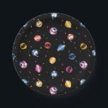 Peanuts Snoopy Graduation Celebration Pattern Pappteller<br><div class="desc">Celebrate graduation with this fun and lively Peanuts-inspired pattern design filled with playful energy and charm. Set against a bold black background, the design features a repeating pattern of a beloved beagle in graduation caps, playful poses, and celebratory moments. Bright pops of color in circular accents highlight cheerful phrases like...</div>