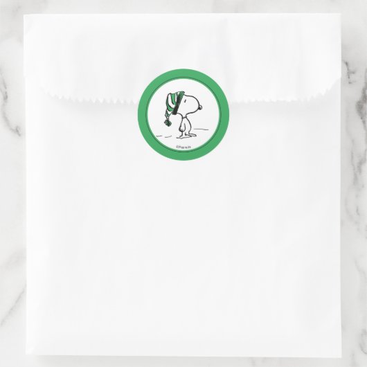 Peanuts | Snoopy Green Snow Cap Runder Aufkleber (Tasche)