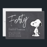 Peanuts Snoopy - Halbpension 40. Geburtstag Einladung<br><div class="desc">Laden Sie alle Ihre Familie und Freunde zu Ihrem 40. Geburtstag Party mit diesen Chalkboard Peanuts Einladungen mit Snoopy! Personalisieren Sie das Party mit Ihren Daten!</div>