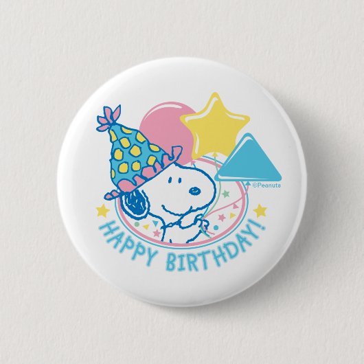 PEANUTS | Snoopy Happy Birthday Balloons Button (Vorderseite)