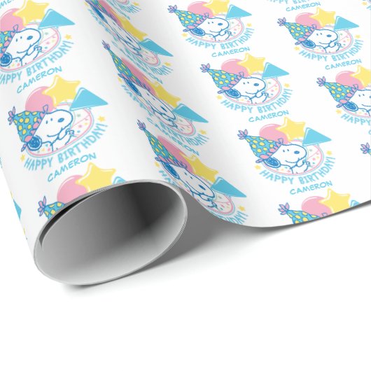 PEANUTS | Snoopy Happy Birthday Balloons Geschenkpapier (Rolleneckpunkt)
