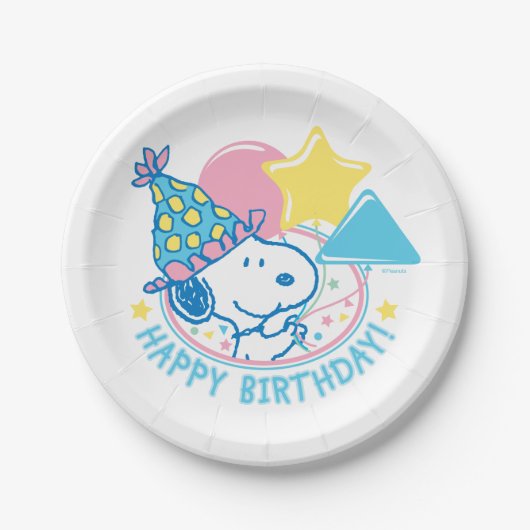 PEANUTS | Snoopy Happy Birthday Balloons Pappteller (Vorderseite)