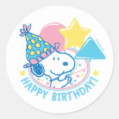 PEANUTS | Snoopy Happy Birthday Balloons Runder Aufkleber (Vorderseite)