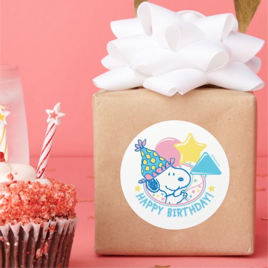 PEANUTS | Snoopy Happy Birthday Balloons Runder Aufkleber (Party)