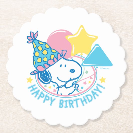 PEANUTS | Snoopy Happy Birthday Balloons Untersetzer (Vorderseite)