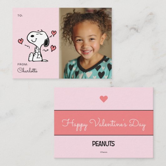 Peanuts | Snoopy Heart Photo Valentine Mitteilungskarte (Vorne/Hinten)